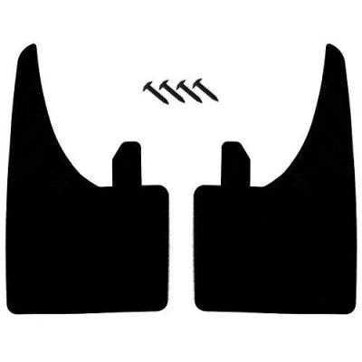 Image of 2 Universal Fit Black Front or Rear Wide Mudflaps Complete With Mounting Screws Easy Rubber Mud Flaps/Guards