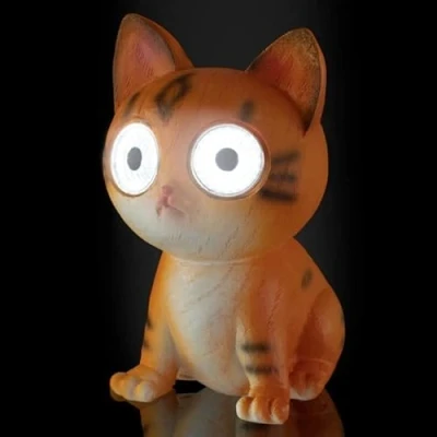 Image of Bloomingtons Direct Solar Lights Outdoor Garden Cat Figurine with Light Up Eyes Wireless Automatic Ornament 6 8 Hours Output