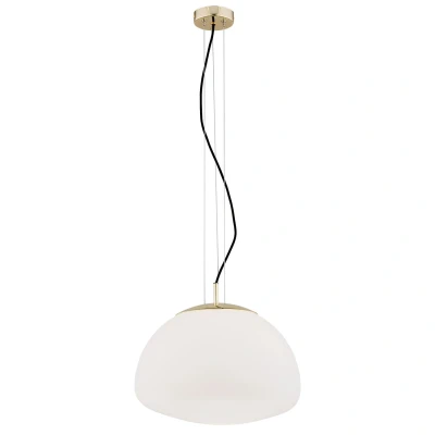 Image of Trini Globe 40cm Pendant Ceiling Light Opal Matt, Brass Elements