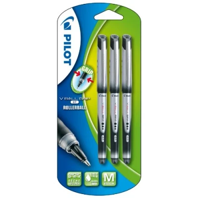 Image of Pilot VBall 7 Grip Rollerball Pen Black (Pack of 3)