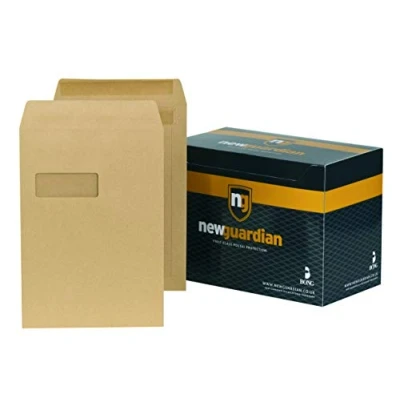 Image of New Guardian Envelopes Heavyweight Pocket Press Seal Window Manilla C4 [Pack of 250]