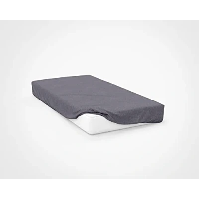 Image of NightComfort 100% Jersey Cotton Knitted Cot Bed Fitted Sheet Mattress Cover, Grey, 120cm x 60cm (Cot/Travel Size)