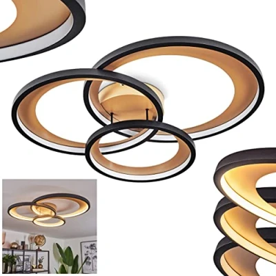 Image of LED Ceiling lamp Baiyin, dimmable Made of Metal/Plastic in Gold/Black/White, 4300 Lumen, 3000K, 36 watt (incl.),