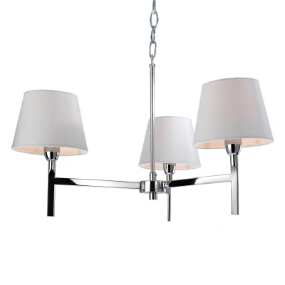 Image of Transition 3 Light Multi Arm Ceiling Pendant Polished Stainless Steel, Cream, E14