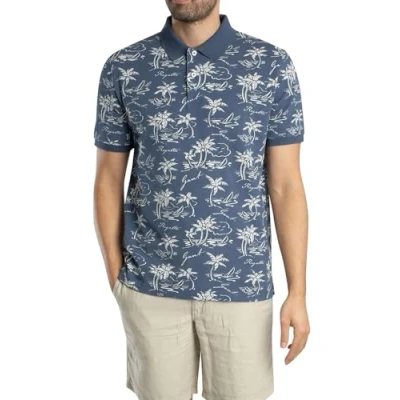 Image of Gant Polo Shirt Palm Print Dusty Navy Dark Blue size L