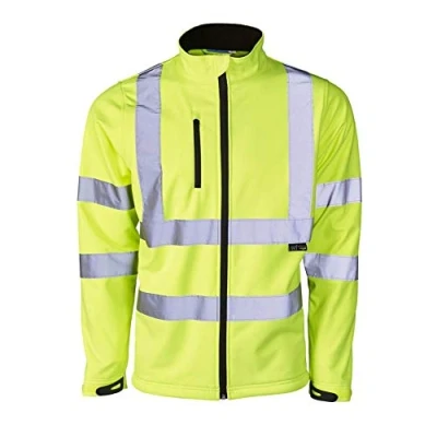 Image of Mens Hi Vis Softshell Jacket High Viz Visibility Reflective Waterproof Safety Workwear Warm Top