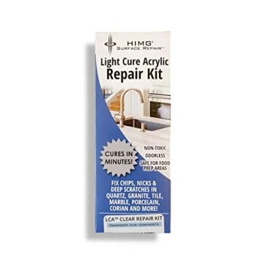 Image of Clear Quartz Worktop Repair Kit Granite Chip for Quartz, Granite, Marble, Corian, Porcelain, Acrylic, Edge Chips, Cracks HIMG Surface