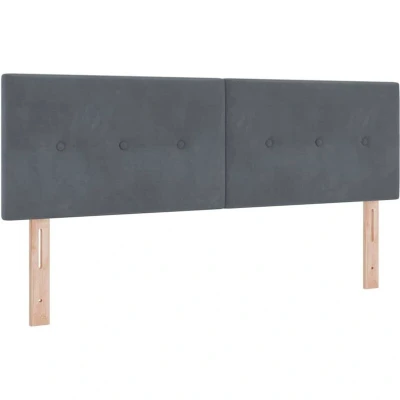 Image of Led Headboard Button Tufted Dark Grey 80 cm Velvet Vidaxl