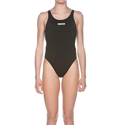 Image of Arena W Solid Swim Tech High, Woman Sports Swimsuit, Black white ,28 UK