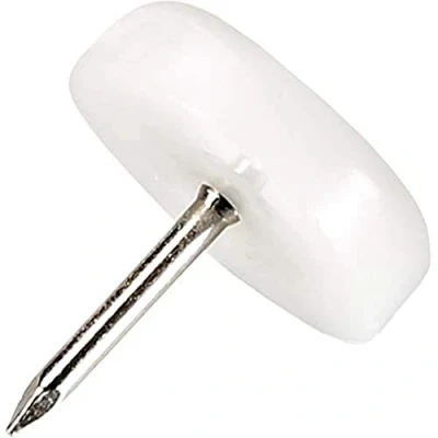 Image of Adsamm® / 32 x Glides in plastic with nail Ø 0,79&#039;&#039; (Ø 20 mm) white round Premium quality furniture sliders by