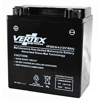 Image of Vertex VP20CH 4 Sealed AGM Motorcycle/Powersport Battery, 12V, 18Ah, CCA ( 18) 270, Replaces: YTX20 BS. Perfect battery for Motorcycle, ATV&#039;s, Personal Watercraft and Snowmobiles.