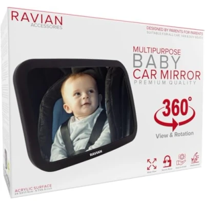 Image of Baby Car Mirror for Back Seat Safest Newborn Essentials with Rear View, Shatterproof, Adjustable to See Facing Infants, Kids and Pets