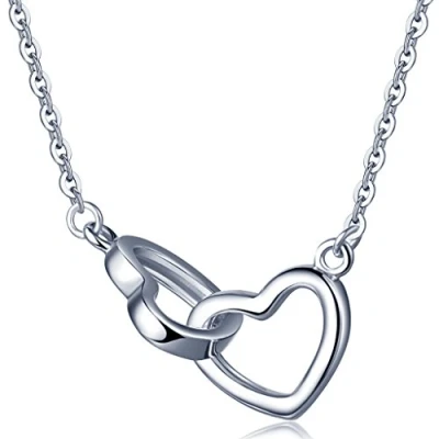 Image of Infinite U Classic Double Interlocking Hearts Separable Pendant 925 Sterling Silver Womens Necklace,