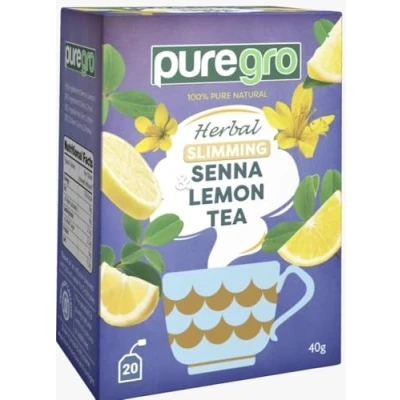 Image of Puregro Herbal Slimming Senna &amp; Lemon Tea 40g (20 Bags) 100% Pure Natural CAFFEINE FREE.