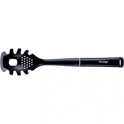 Image of Prestige 2 in 1 Spaghetti Spoon Pasta &amp; Measure with Non Scratch Silicone Edges, Heat Resistant Kitchen Utensils to Protect Stick Cookware, 39cm, Black Grey