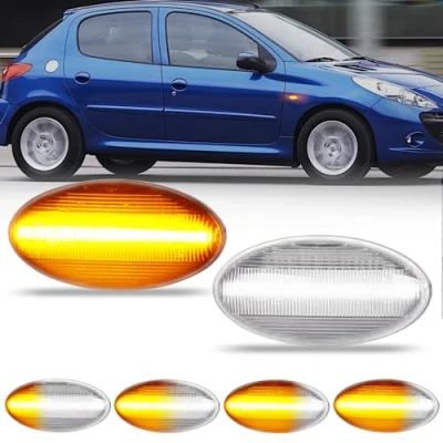 Image of OZ LAMPE 2Pcs LED Dynamic Side Indicator, Car Turn Signal Light Repeaters Blinker Lamp for Peugeot 1007 107 206 207 307 407 607 Partner Expert Citroen C1 C2 C3 C5 C6 Xsara Picasso Berlingo Jumpy