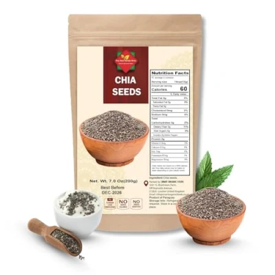 Image of Chia Seeds (200g / 7.05oz) Raw Pure and Natural Vegan Gluten Free GMO Premium Quality Source of Fibre No Additives Authentic