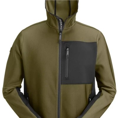 Image of Snickers FlexiWork Full Zip Midlayer Hoodie Khaki Green/Black L