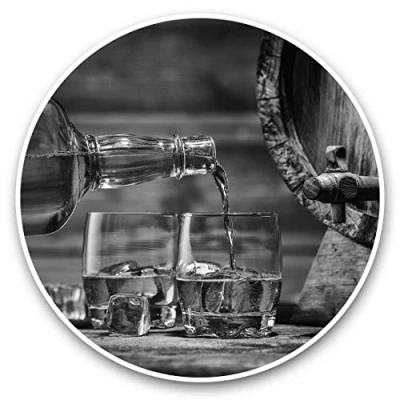 Image of Awesome Vinyl Stickers (Set of 2) 30cm BW Whisky Glasses Barrel Whiskey Fun Decals for Laptops,Tablets,Luggage,Scrap Booking,Fridges #36604