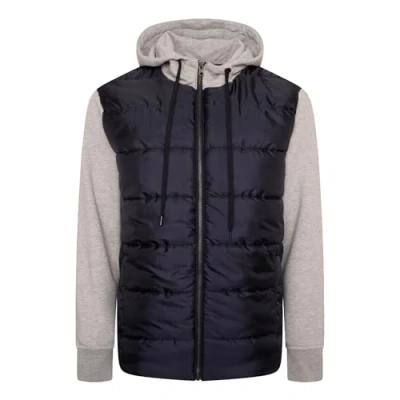 Image of KAM Mens Quilted Full Zip Hoodie with Contrast Sleeves Blue 7XL