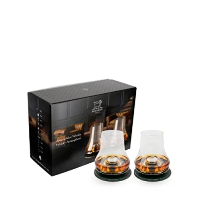 Image of PEUGEOT Whisky Tasting Box 2 Sets (Whisky Glass + Chilling Base Coaster) Booklet Whisky, Armagnac, Cognac Gift