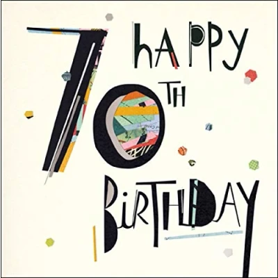 Image of Illustrated Male 70th Birthday Card from the Mambo Range Age 70 Silver Foil Finish for Him