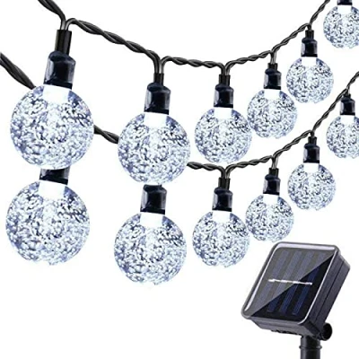 Image of Solar Garden Lights Outdoor, 36ft 60 LED String Waterproof, Powered Crystal Ball Indoor/Outdoor Fairy Decorative for Garden, Patio, Yard, Festival, Parties (White)
