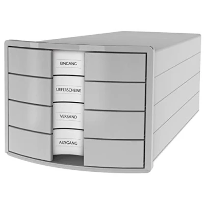 Image of HAN 1012 11 Impuls Drawer Box DIN A4/C4 4 Closed Drawers Light Grey