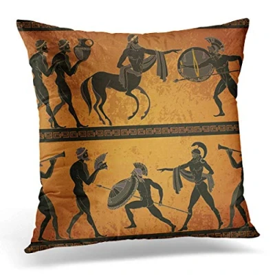 Image of Topyee Cushion Cover Ancient Greece Scene Black Figure Pottery Greek Mythology Centaur 45x45cm/18x18 Inch Home Decor Throw Pillow Square Pillowcase for Bed Sofa