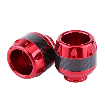 Image of Qiilu Frame Sliders, 1 Pair of Carbon Fiber Motorcycle Front Fork Sliders Crash Protection(Red)