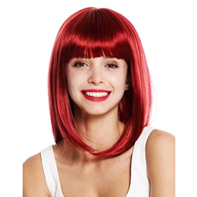 Image of wig ME UP VK 49 139 quality women&#039;s shoulder length sleek long bob fringe red bright