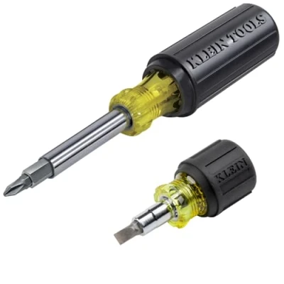 Image of Klein Tools 80027 Screwdriver Set, 11 in 1 Multi bit Screwdriver, 6 Stubby Phillips, Slotted, Square, Torx Bits, 2 Piece
