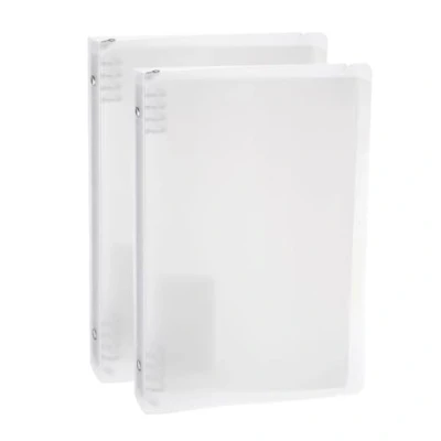 Image of M&amp;G Telescoping Binder, 2Pcs 20 Holes Spiral Ring Refillable Binder with Frosted Cover A5 Paper Protection for Office Home, Black/White