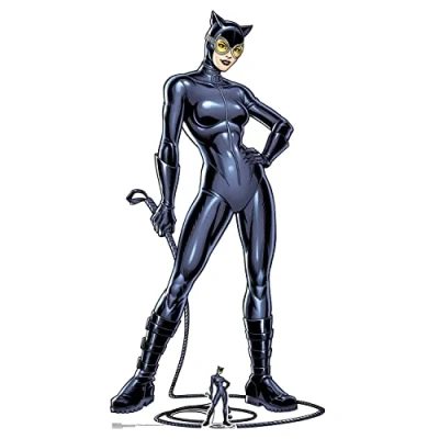 Image of STAR CUTOUTS SC1456 Catwoman with Whip Lifesize Cardboard Free Mini Cutout Height 179cm, Solid, Multicolour, Regular