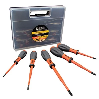 Image of VDE Insulated Screwdriver Set, 5 Piece with Ergonomic Handles, Approved, Klein Tools 32268INS , Orange