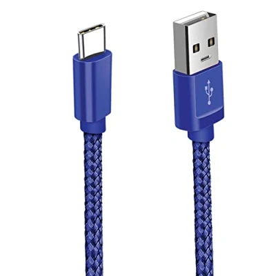 Image of USB C Cable Fast Charging Type 3A to Compatible with Samsung Galaxy S10 S9 S8 Plus Note 9 8, Huawei, Moto Z Z2, LG V30 V20, Nylon Braided Blue (1M)