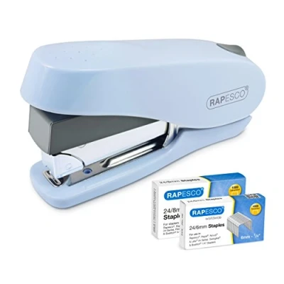 Image of Rapesco 1469 Luna Less Effort Stapler with 2000 Staples, 50 Sheet Capacity, Powder Blue