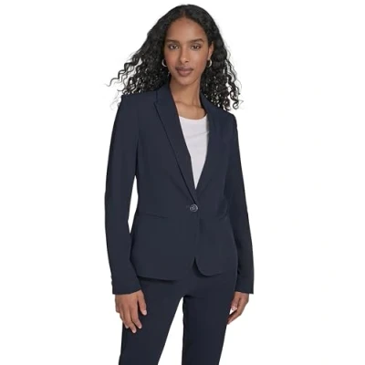 Image of Tommy Hilfiger Women&#039;s Twill Blazer with One Button, Dark Midnight, 12