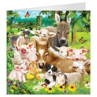 Image of 3D LiveLife Greeting Card Baby Farm Animals from Deluxebase. Lenticular Blank Cards with Envelopes. Cute All Occasion featuring Original Artwork by Michael Searle.