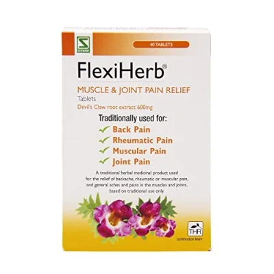 Image of Schwabe Pharma FlexiHerb Muscle and Joint Pain Relief Devils Claw Root Extract 600mg Traditionally Used for Backache, Rheumatic Pain, Muscular 40 Tablets