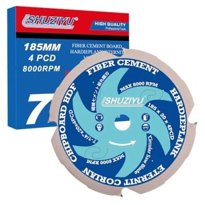 Image of LSHUZIYU 185mm 4PCD, Centre hole 20mm, Polycrystalline Diamond Tipped 4 PCD, Hardie blade, Fiber Cement Board Circular Saw Blade