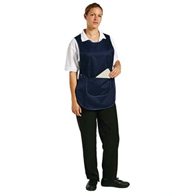 Image of Whites Chefs Clothing B044 Polycotton Tabard with Pocket, One Size, Navy Blue
