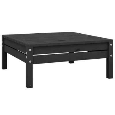 Image of vidaXL Garden Footstool in Black Solid Pinewood Construction, Modular Design, Scandinavian Style, Outdoor Patio Footrest for Easy Relaxation, Assembly Required