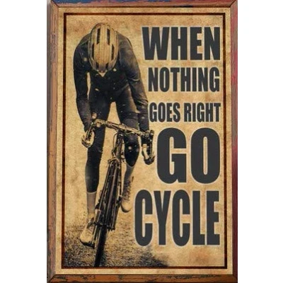 Image of TNND When Nothing Goes Right Go Cycle Poster Sport Wall Art Cycling Bicycle Vintage Decor Metal Sign 8x12 inches