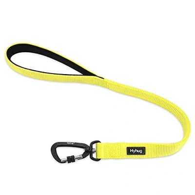 Image of Hyhug Durable Nylon 24 Inch Short Lead with Soft Padded Neoprene Lined Handle for Medium Large Giant Dogs Walking, Professional Training, Daily Use Lead. (24 Inch, Illuminating Yellow)