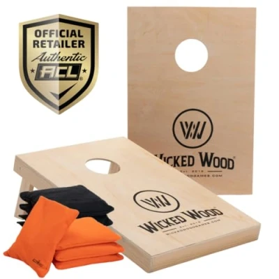 Image of Official Cornhole Set 90 x 60 cm Red Zone 2 Boards 4 Bags Carrying Bag Included MDF Premium Quality (90x60 Wood)