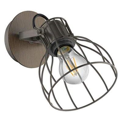 Image of EGLO Sambatello wall lamp, 1 bulb, brown/silver