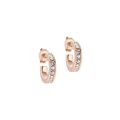 Image of Ted Baker Seenita Mini Crystal Huggie Hoop Earrings For Women (Rose Gold/Crystal)