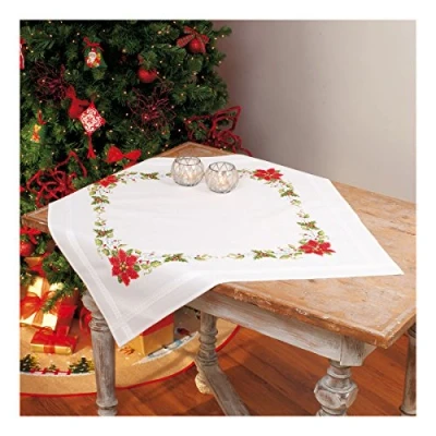 Image of Vervaco Embroidery: Tablecloth: Poinsettia, 100% Cotton, Multi Colour, 40 x 11 20 cm