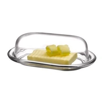 Image of Pasabahce 98402 Butter Dish, Food Storage Container Basic 19.7 x 13.1 cm, 2 Piece Glass